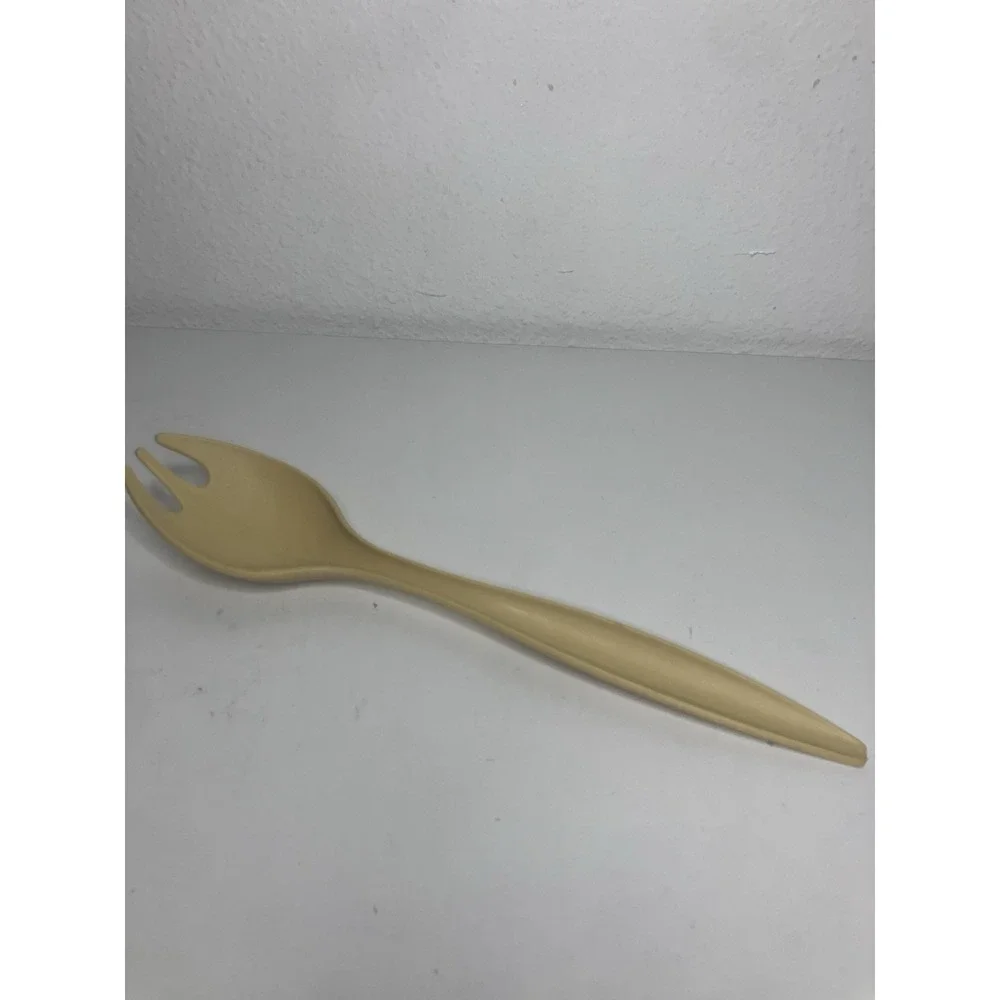 Vintage Tupperware Salad Serving Fork Spoon Spork Harvest Gold Retro